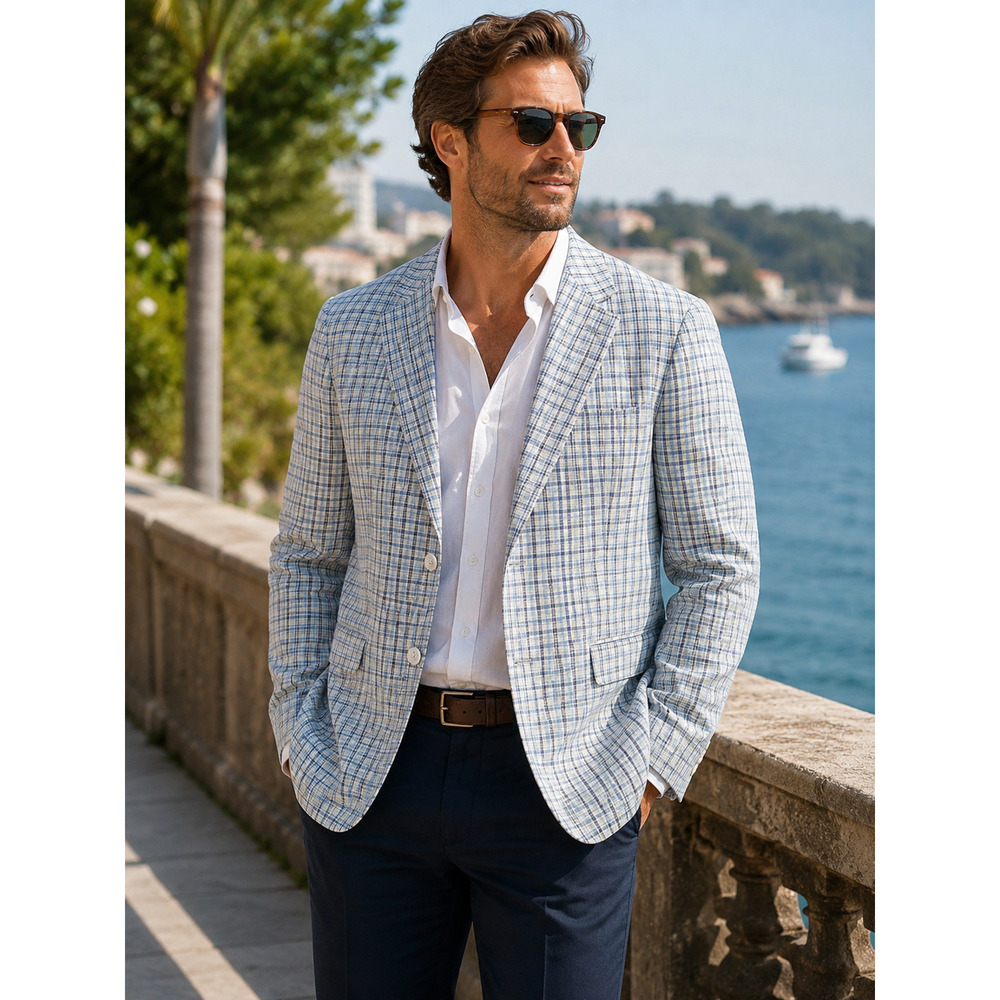 Mens U.S. Polo Assn Blue Plaid Sport Coat Blazer 40S Cotton Preppy Classic NWT